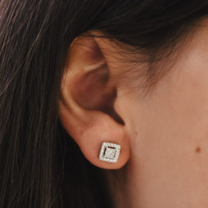 Boucles d'oreilles or blanc - Diamants