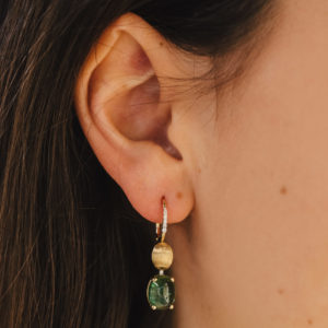 Boucles d'oreilles en or jaune, Tourmaline et Diamants - Nanis