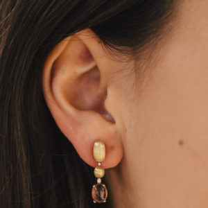 Boucles d'oreilles en or jaune - Tourmaline rouge - Diamants - Nanis