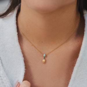 Pendentif en or jaune, Chrysoprases et Tsavorites - Nanis